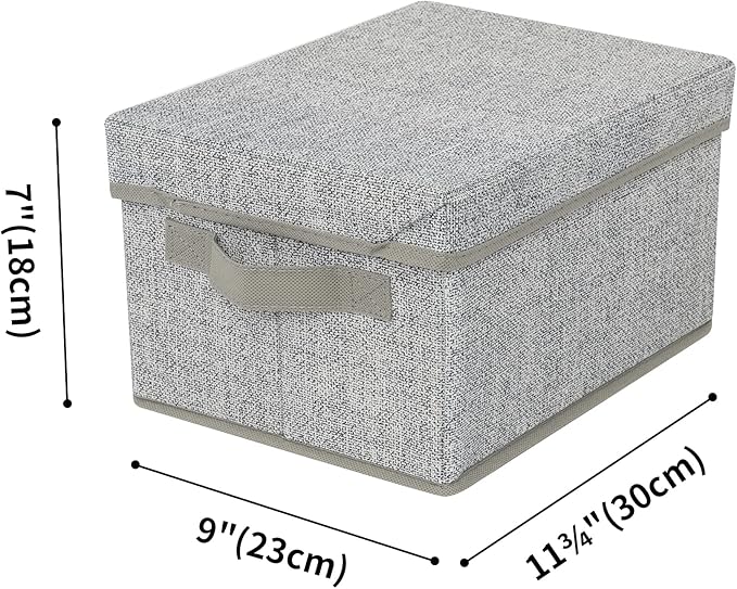 GRANNY SAYS Closet Storage Bins, Fabric Boxes with Lids, Shelf Baskets for Closet Organization, Stackable Storage Containers, Gray, Medium, 3-Pack