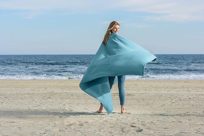 MV Sport Lightweight Sweatshirt Blanket Throw – Warm & Cozy, Breathable Oversized Fleece Knit, Couch, Bed, Travel, Cold Nights, and Outdoors – Soft Light Weight Blanket 54" x 84" Cali Blue