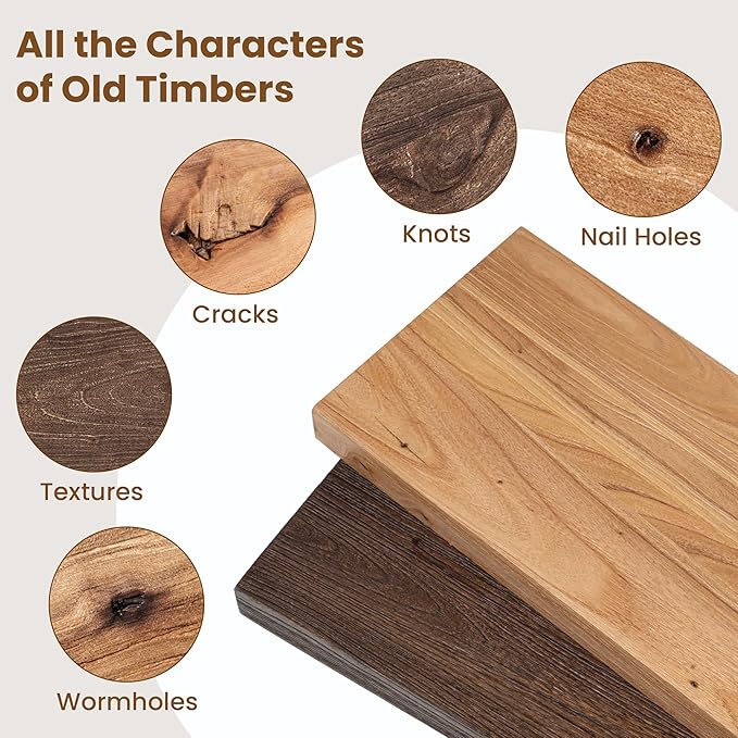 Floating Shelves for Wall Decor, 8" Deep Rustic Solid Elm Wood Floating Shelves Wall Mounted, Wall Shelves with Invisible Bracket for Living Room Bathroom Bedroom Kitchen, 32 Inch Set of 2, Natural