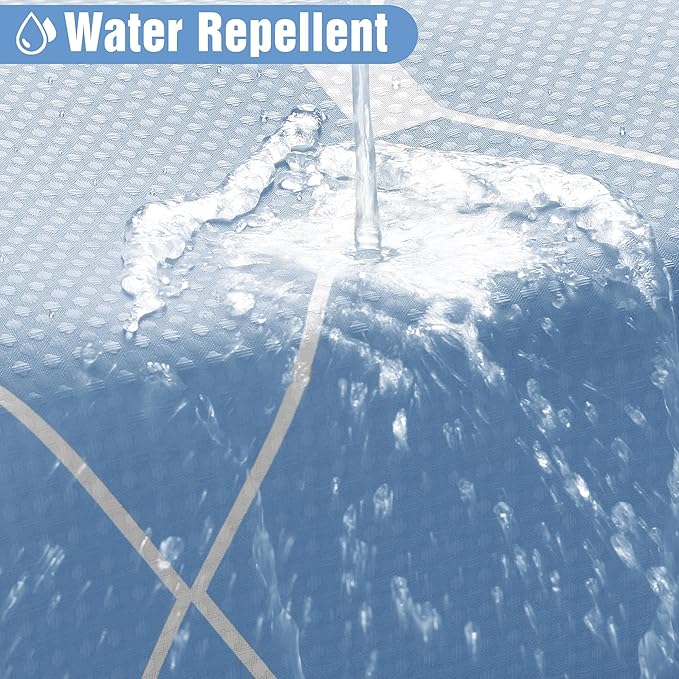 Blue Grey Shower Curtain, Modern Geometric Shower Curtain Sets for Bathroom, Luxury Hotel Style Bath Curtains, No Need Liner with Hooks Set, 72 inch, Smoke Blue