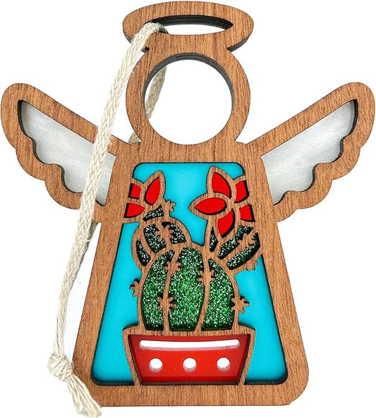 Cactus Christmas Ornament for Small Christmas Tree - Western - Angel in Heaven Memorial Ornament for Loss of Grandfather Grandmother - Desert Decorations - 3.5" (H)