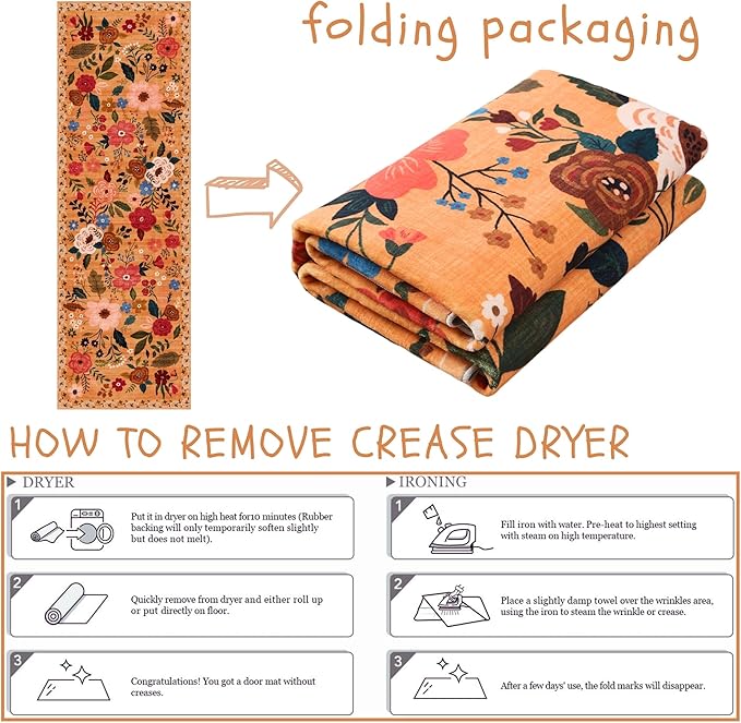 Rugcomf Runner Rug for Hallways Kitchen Rug Non Slip 2'6''x8' Washable Runner Rugs with Rubber Backing Soft Floral Carpet Runner for Hallways, Kitchen, Laundry, Bedroom, Bathroom(Yellow)