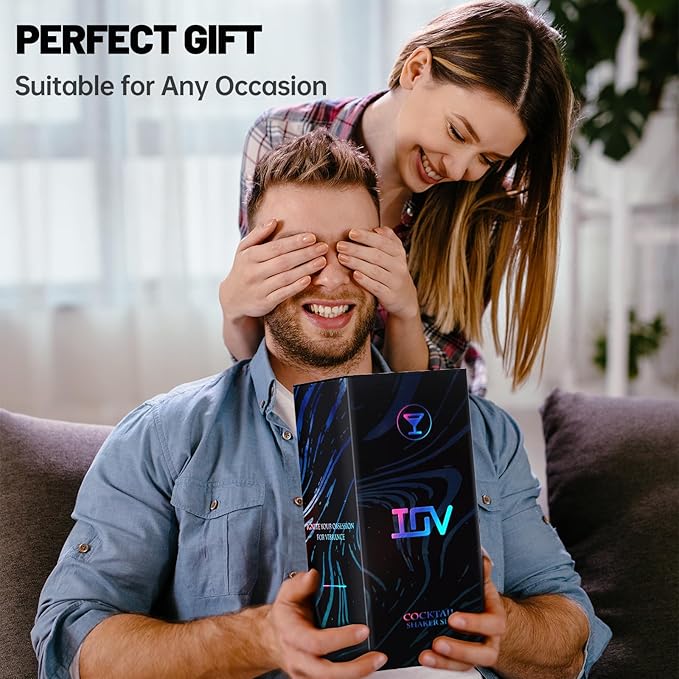 IOV Boston Cocktail Shaker Bar Set, Bartender Kit Drink Mixer Set with 18 oz & 28 oz Boston Shakers, Hawthorne Strainer, Double Jigger, Bar Tool Kit and Recipe Booklet - Silver