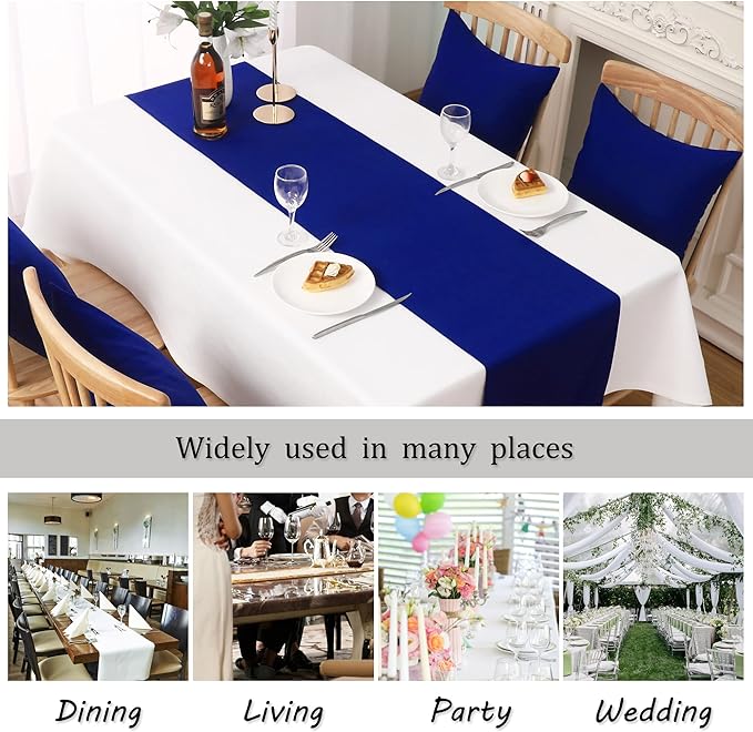2 PCS Royal Blue Table Runner 14x72 Inch Long Coublt Blue Color Thick Polyester Decorative Cloth Handcrafted for Wedding Party Birthday Graduations Hotel Restaurant Banquet Catering Services Event