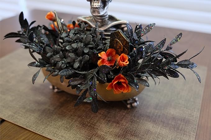 Halloween Decor Skull Table Centerpiece - Halloween Skull Bowl Decoraiton for Home Indoor Room Table Shelf Mantel - Resin Statue, 8 Inch Wide
