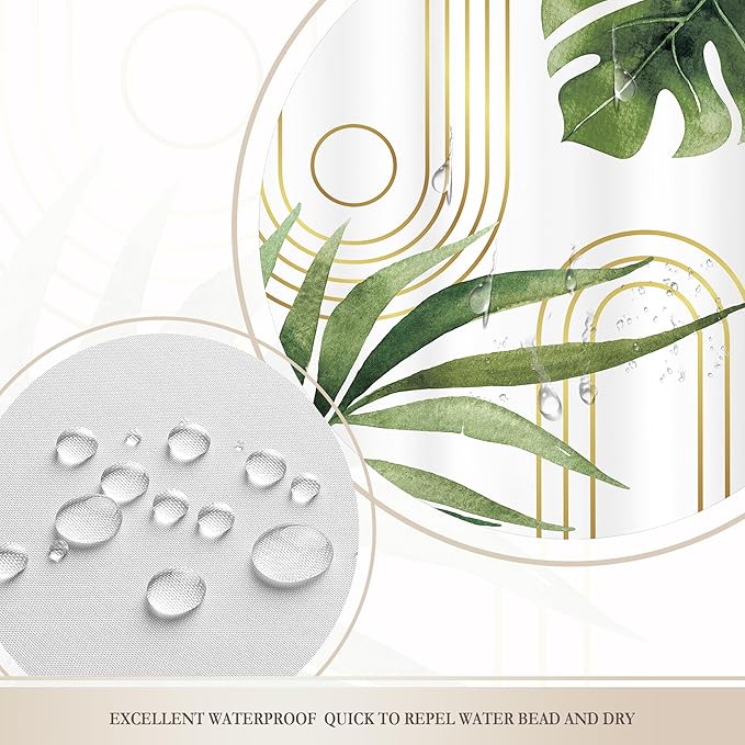 Glawry Boho Blue Green Shower Curtain Extra Long Abstract Mid Century Tropical Palm Leaf Modern Minimalist Plant Bathroom Geometric 72Wx78L Inches Bath Accessories Art Home Decor Fabric 12 Pack Hook