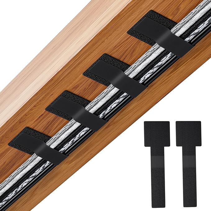 200pcs Hook and Loop Cable Ties, gliship Adhesive Wire Management, Adjustable Cable Straps Cord Wrappers Keeper Cord Holder, Sticky-back Cord Organizer for Kitchen Appliances at Office, Home - Black