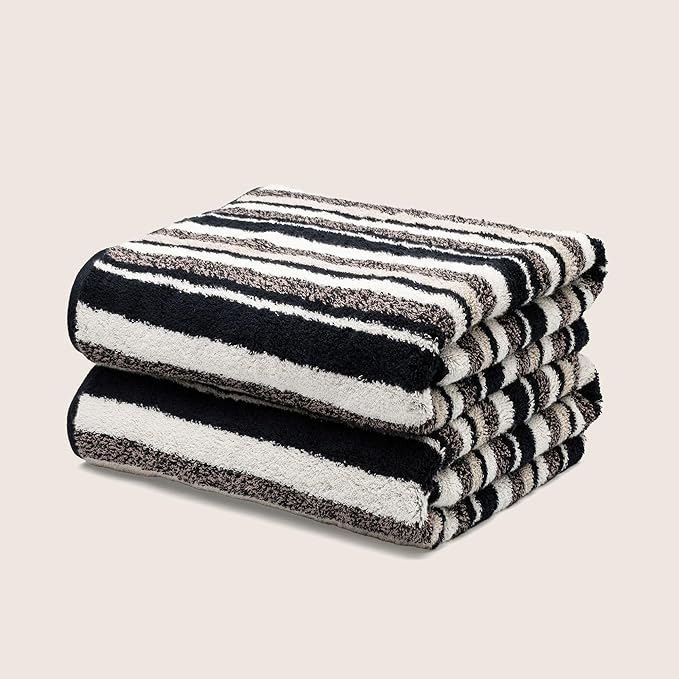 Italic Ultraplush 100% Australian Cotton Towels - Set of 2 Luxury Bath Towels, Quick Dry Plush and Absorbent, Heavy Duty Large Bath Towels, 800GSM for Bathroom & Spa (Stripe Multi-Color)