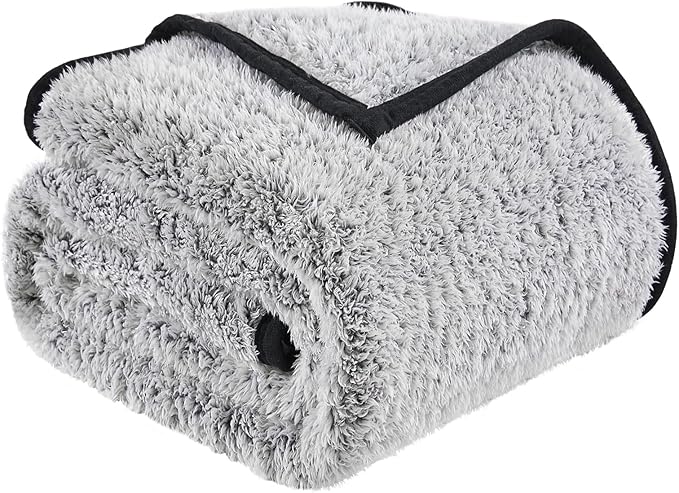 EMME Soft Sherpa Fleece Blanket Reversible Plush Fluffy Large Blanket, Light Weight Warm Decorative Boho Blanket Cover for Sofa, Couch, Bedroom,Travel(Black,60"x80")