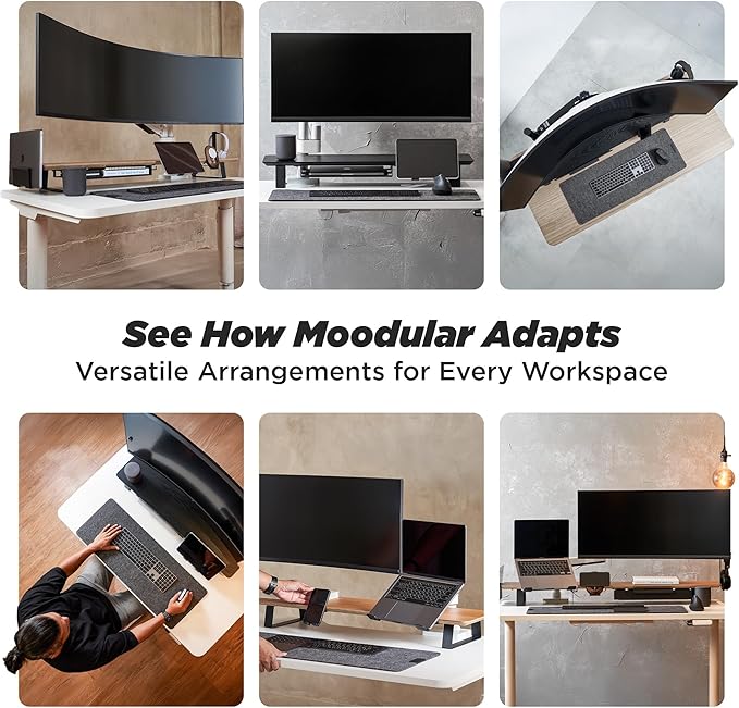 Moodular Add-ons Storage Tray [Accessory Only - Requires Moodular Wooden Monitor Stand Slide Rails for Use] Black MSA-TR