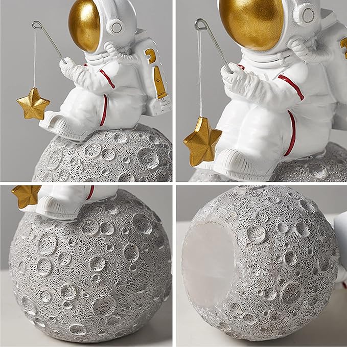 BUTILIVEEN Astronaut Fishing Star Figurines, Space Themed Bedroom & Desktop Shelf Decor, Gifts for Space Lovers & Christmas