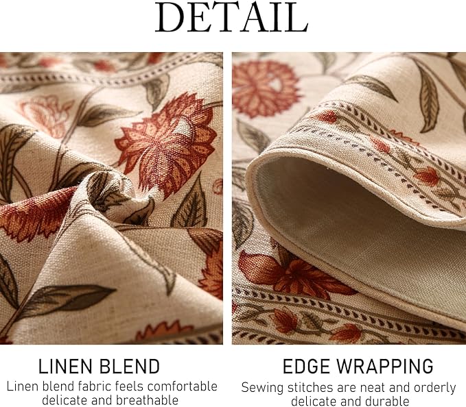 ISAENNE Designer Elegant Linen Table Runner 71 Inches Long,Vintage Orange Floral Pattern Table Runners for Dining Tables,Kitchen Decor,Thanksgiving,Christmas,Banquet,12"*71"-Alvarado A