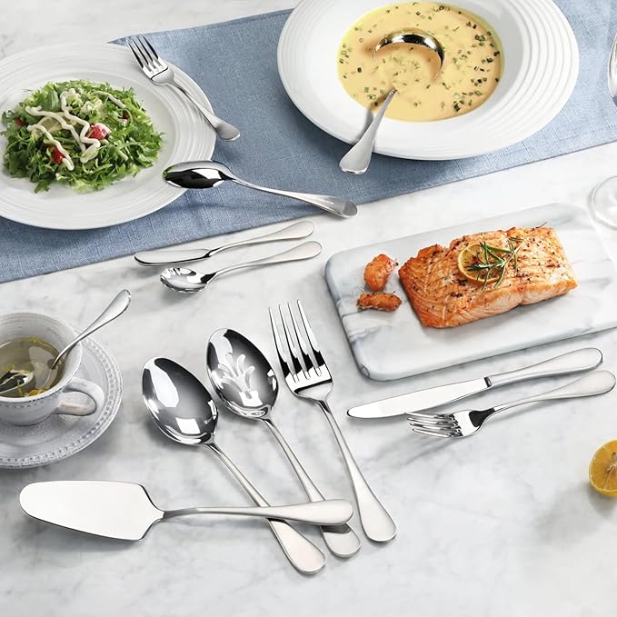 Cangshan RAIN Series Stainless Flatware Set, Window Box, Matte Finish Handle (47-Piece), 504999