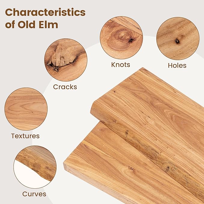 Rustic Elm Wood Floating Shelf for Wall, Flat Edge 72"W x 9.2"D x 1.4"H, 1 Pack with Invisible Bracket, Large Wall Mounted Storage Shelf for Living Room Bedroom Kitchen Bathroom Decor, Natural Finish