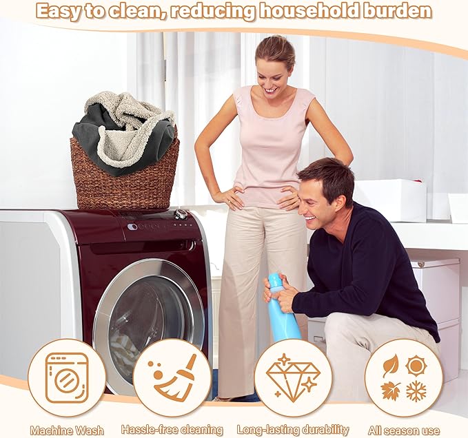 Catalonia Waterproof Blanket for Bed, Washable Leakproof Protector Cover, Reversible Throw Blanket for Couch Sofa, Stain Proof Blanket Pad, 80X90 inches, Grey