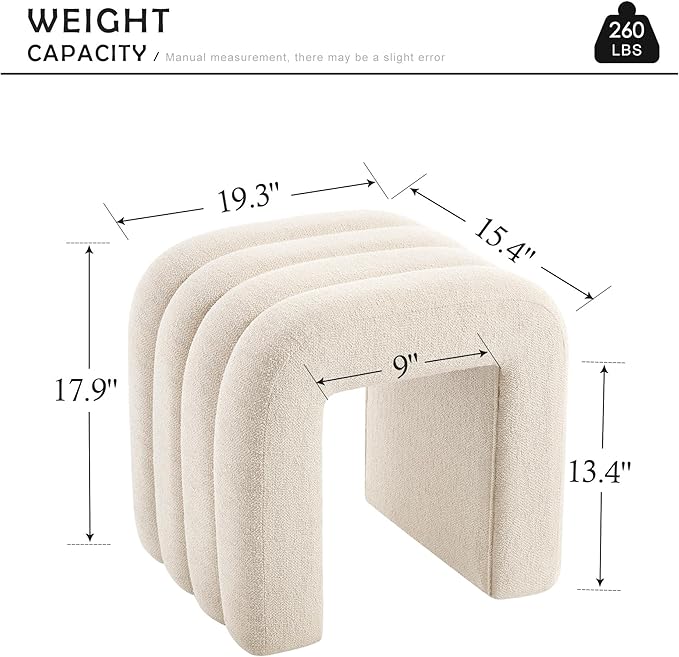 Multi-Functional Ottoman Stool Set of 2, Footrest for Couch, Modern Vanity Stool for Make-up Room, Living Room and Entryway, Small Cute Footstool (Beige Linen)