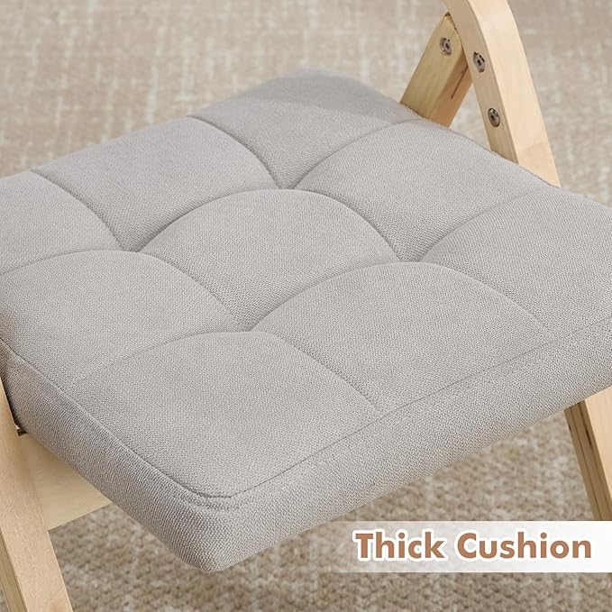 6-Pack Folding Dining Chairs with Cushion,Padded Foldable Dining Chairs,Portable Wooden Folding Chairs for Dining Rooms Kitchen Wedding and Party Indoor LIGHTGREY