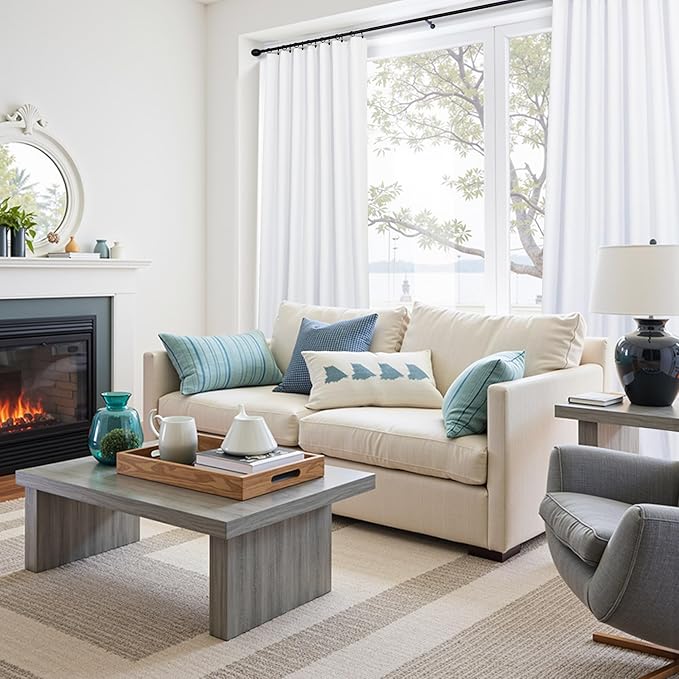 78 Inch Long Linen Textured Blackout Curtains 2 Panels Set for 76-80 inch Window Drapes Back Tab White Room Darkening Curtains for Sliding Glass Door Energy Efficient Noise Cancelling 52x78 in Length