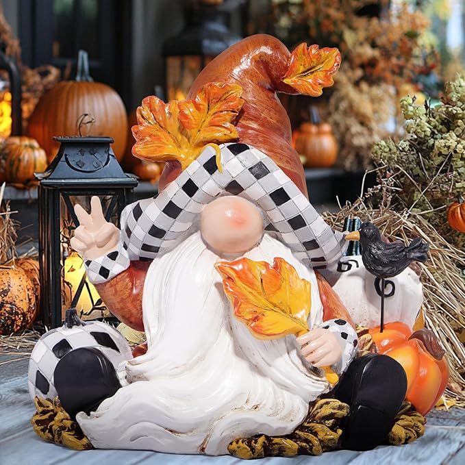 Hodao Thanksgiving Pumpkin Gnome Decoration Handmade Swedish Tomte Gnomes Elf for Fall Day Decor Gifts - Fall Thanksgiving Party Home Gnomes Decor - Autumn Gifts