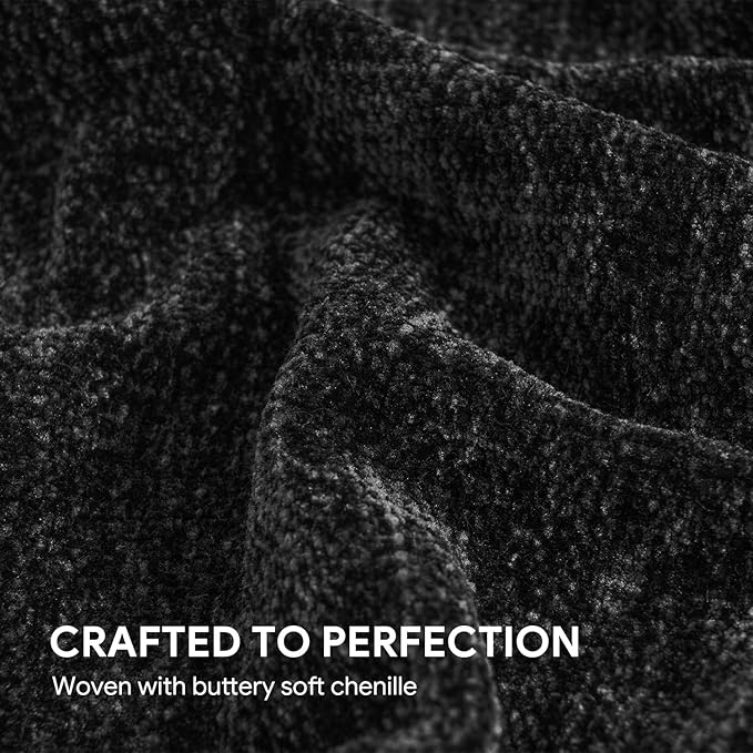 RECYCO Throw Blanket Soft Cozy Chenille Throw Blanket with Fringe Tassel for Couch Sofa Chair Bed Living Room Gift (Black, 60" x 80")