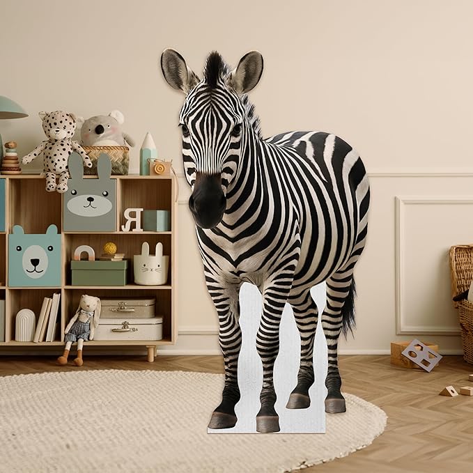 Zebra Life Size Standee - 5FT Freestanding Coroplast Cutouts | Safari Animal Standup Photo Booths, Jungle Party, Birthday & Halloween Decorations