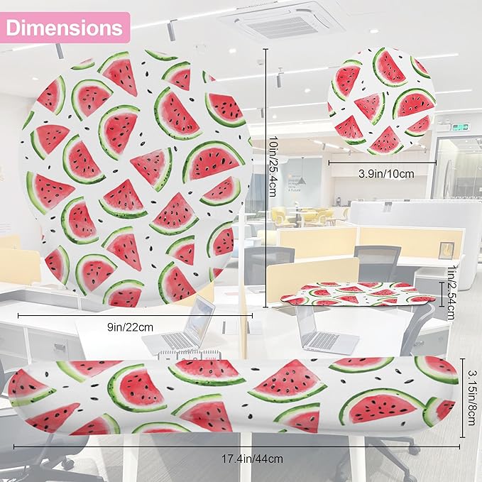 Summer Pink Watermelon Mouse Pad with Wrist Rest and Keyboard Wrist Rest Set, Non-Slip Rubber Base Memory Foam Mouse Pad Set for Women, Office Desk Accessories, Gaming