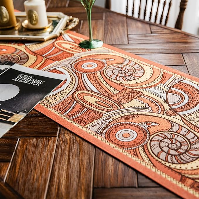 13×72 Inch Table Runner, Retro-Luxury Tassels Series for Kitchen Dining Table Holiday Decoration (Spiral Arts)