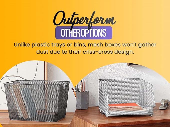 YBM HOME Kitchen Pantry Organizer Wire Baskets for Shelves, Cabinets, Pantry, Countertop, Mesh Open Storage Bin Metal Basket for Organizing Food Supplies, 6 Pack, 12.1x7.8x5.8