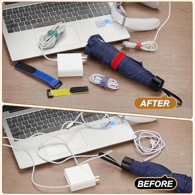 PATIKIL 6 x 0.79 Inch Reusable Cable Ties 10 Pcs Adjustable Hook and Loop Straps Cord Management Wire Wrap Cord Ties Organizer for Home Office Cables, Yellow