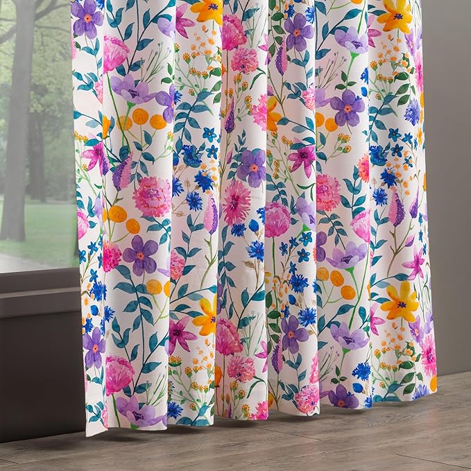 Maison d'Hermine Curtains for Living Room 100% Cotton 124 inch Length One Panel Window Curtains for Bedroom with Loop & Rod Pockets - Maia, 50" W x 124" L