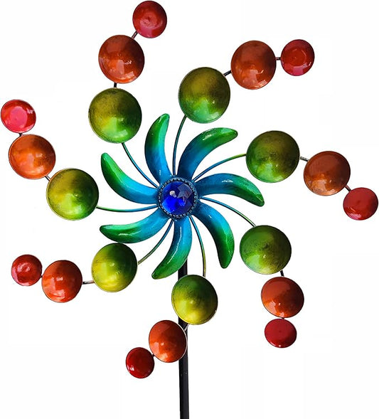 39" Metal Wind Spinners, Wind Sculptures Garden Stake,Outdoor Windmill for Yard and Garden Lawn Patio Decor