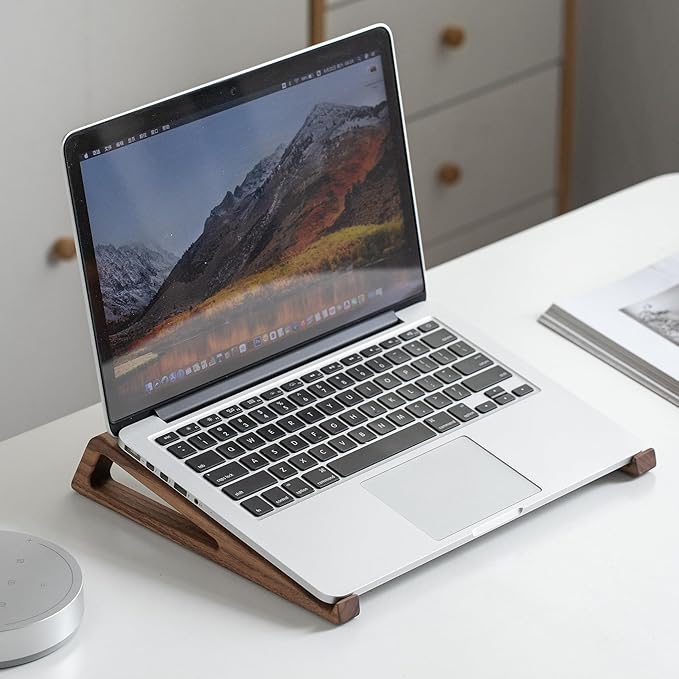 muso wood Laptop Stand for Desk, Walnut Laptop Riser, Ergonomic Wooden Laptop Ventilated Stand with 10 to 17.3 Inches Notebook PC Computer - Walnut