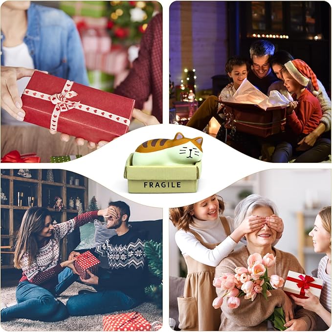 Cute Box Cat Figurine Resin Cat for Office, Home Decoration Perfect Cute Cat Gift for Cat Lovers