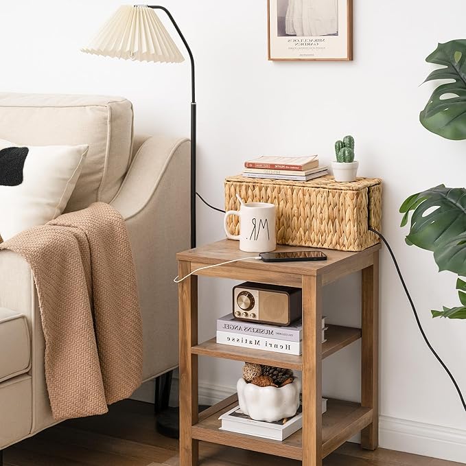 StorageWorks Large Cable Management Box, 2 Slots Wicker Cable Organizer to Hide Cords and Power Strip, Water Hyacinth Cord Hider Box for Home & Office