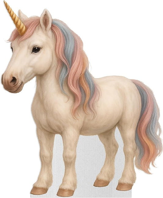 Unicorn - Pony Life Size Standee - 4FT Freestanding Coroplast Cutouts | Fantasy Animal Standup Photo Booths, Birthday & Halloween Decorations