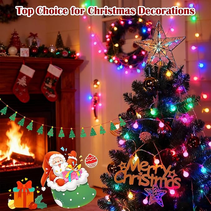 33 Feet 100 Led Fairy Lights Plug in, 8 Modes with Remote Indoor Globe Lights Outdoor Christmas Lights for Bedroom Party Wedding Garden Christmas Tree Decor(Multicolor)