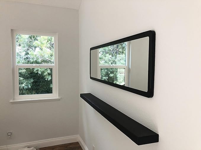 joelsantiques 36 Inch Wooden Floating Shelves for Wall - 36x6x2 in - Made of Natural Wood - Long Heavy Duty Rustic Wall Shelves for Bedroom - Perfect for Living Room, Kitchen - Black