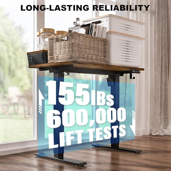 40 x 24 Inch Standing Desk with 2 Drawers, Easily Assembled Height Adjustable Desk, Ergonomic Sit to Stand Electric Desk for Home Office Workstation, Rustic Brown