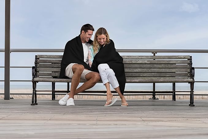 MV Sport Lightweight Sweatshirt Blanket Throw – Warm & Cozy, Breathable Oversized Fleece Knit, Couch, Bed, Travel, Cold Nights, and Outdoors – Soft Light Weight Blanket 54" x 84" Black