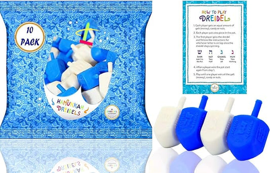 Hanukkah Blue and White Plastic Dreidel (10-Pack)