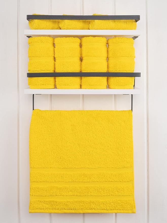 American Soft Linen Luxury Hand Towels for Bathroom, 600 GSM 100% Cotton Turkish 4 Piece Hand Towel Set, 600 GSM Hand Face Towels for Kitchen, Yellow Hand Towels