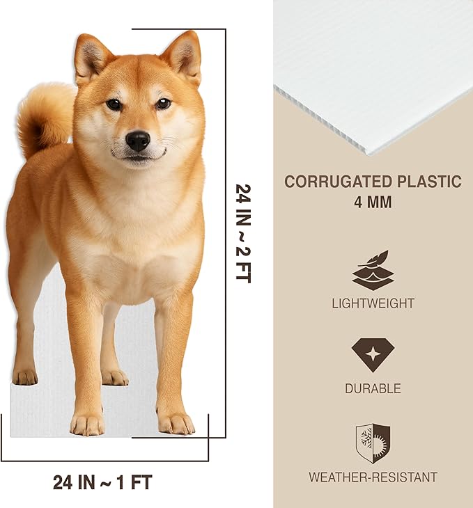 Dog - Shiba Inu Red Life Size Standee - 2FT Freestanding Coroplast Cutouts | Pets Animal Standup Photo Booths, Birthday & Halloween Decorations