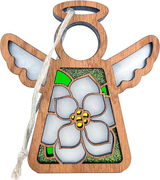 Magnolia Ornament - Angel Figurines for Women - Gardener Gifts Women - Magnolia Flowers for Christmas Tree - Unique Home Decor - 3.5" (H)