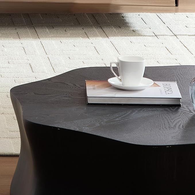 Coffee Tables for Living Room, Modern Minimalist Accent Table, MDF Drum Center Table for Apartment, Office, Ø35.43'' x 12" H