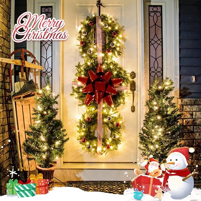 JMEXSUSS 33ft 100 LED Warm White Christmas Lights Outdoor, Battery Power String Lights Waterproof, Twinkle Fairy Mini Lights with 8 Modes Remote Indoor