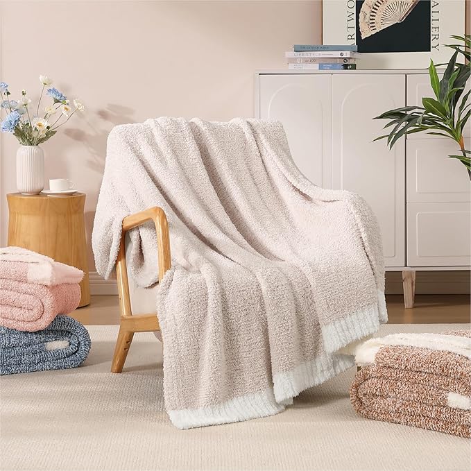 WRENSONGE Throw Blanket Cationic Dyeing Taupe Soft Cozy Fluffy Warm Hand Made Weave Throw Blankets for Couch, Sofa, Chair, Bed, Camping, Picnic, Travel Lightweight Bed Blanket - 60"*80"