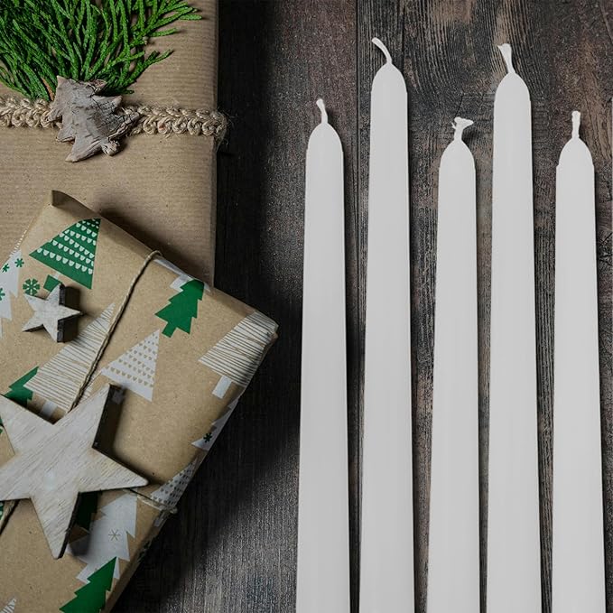 12 Inch Taper Candles 6 Pcs Unscented, Smokeless, Dripless Long Tapered Candlesticks Candles for Christmas Birthday Dinner Wedding Party Home Decor