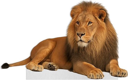 Lion - Lying Life Size Standee - 4FT Freestanding Coroplast Cutouts | Safari Animal Standup Photo Booths, Jungle Party, Birthday & Halloween Decorations