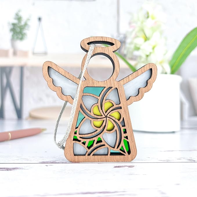 3.5" (H) White & Yellow Plumeria Flower Angel Figurine - Tropical Christmas Ornaments - Holiday Home Decor