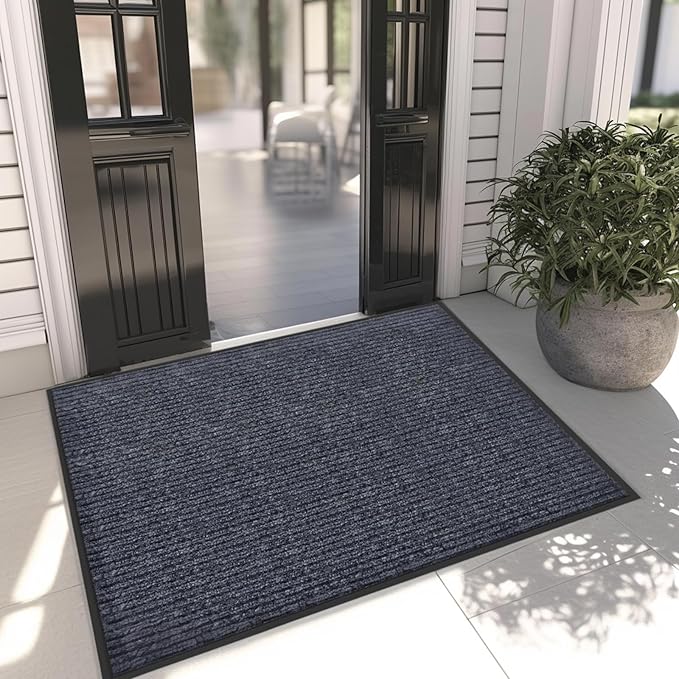 CHICHIC 3'x4' Indoor Outdoor Heavy Duty Door mat, Welcome Front Door Mat for Home Entrance, Super Water Absorbent Large Commercial Floor Mats, Non Slip Rubber Back Entryway Rugs for Garage (Grey)